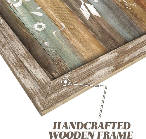 Framed Bathroom Wall Art - Funny Bath Rules Wooden Sign | Rustic Decor for Home & Kids Room