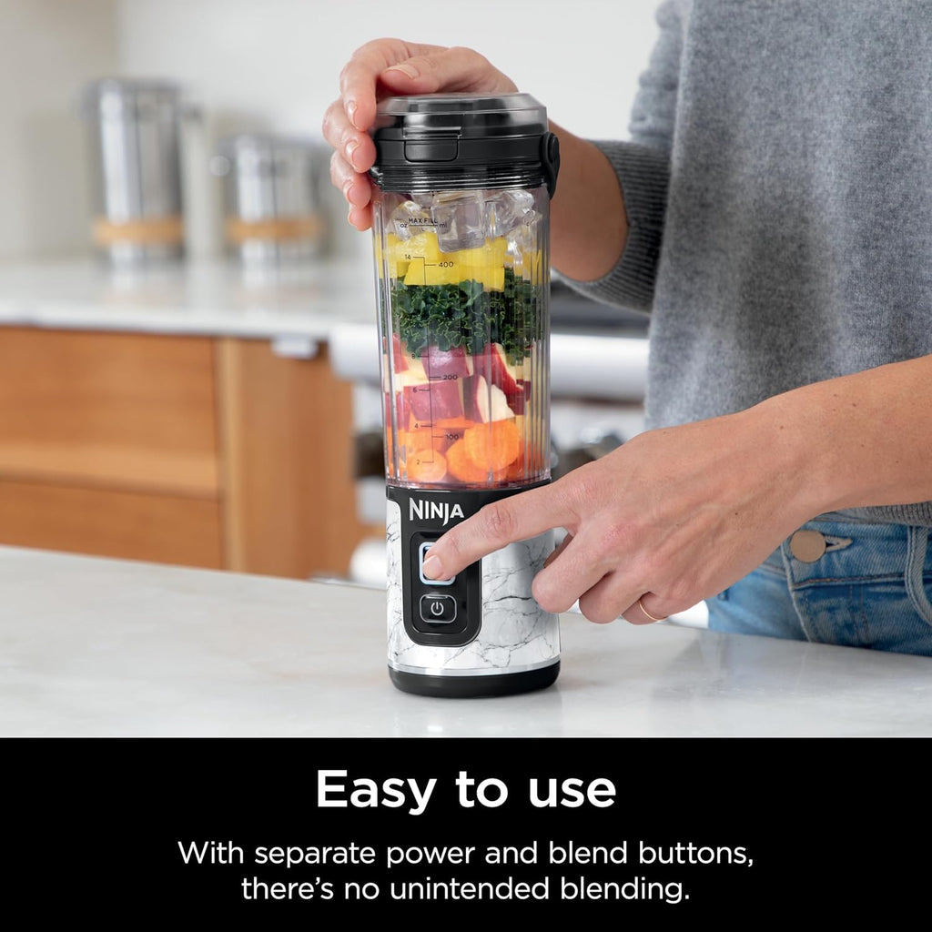 Ninja Blast Portable Blender - Cordless 18oz Personal Blender for Shakes & Smoothies | BPA Free, USB-C Rechargeable, Marble White