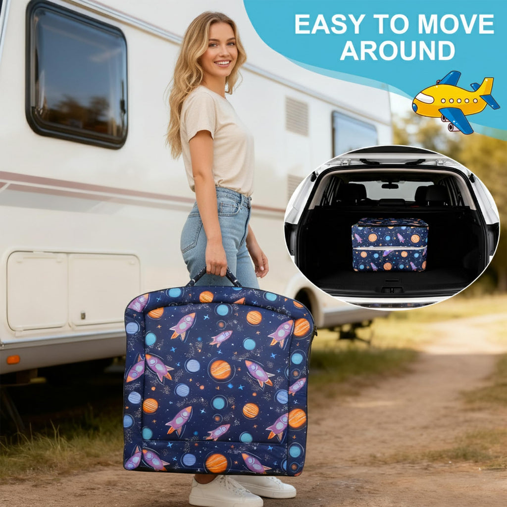TDKDHoming Portable Toddler Travel Bed Foldable Toddler Bed with Washable Cover Toddler Floor Beds for Home,Travel & Camping, Soft Foam Kids Cots for Sleeping, for Kids Aged 18M+, No Assembly, Blue
