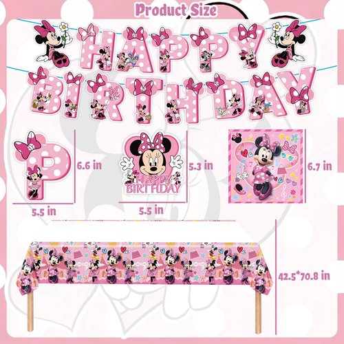 Pink-Themed Birthday Party Decorations Set - Includes Banner, Tablecloth, Balloons, Cutlery