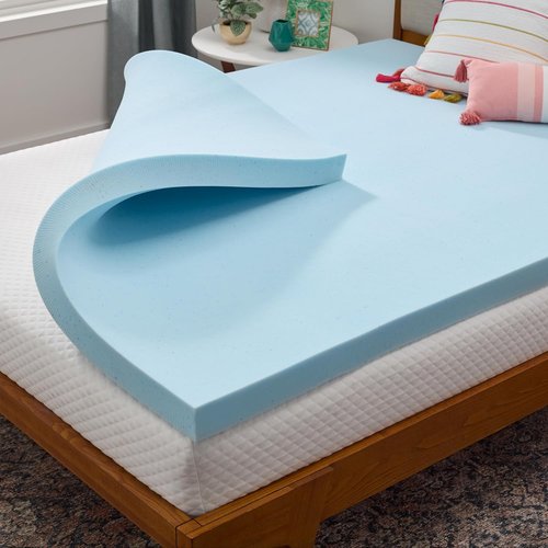 Linenspa Memory Foam Mattress Topper - 3 Inch Gel-Infused Plush Feel - Short Queen Size, Cooling & Pressure Relieving