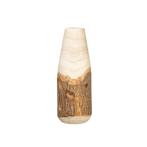 Creative Co-Op Carved Paulownia Wood Live Edge (Each one Will Vary) Vase, 16", Brown (DF2986)