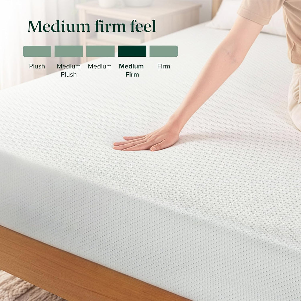 Zinus 10-Inch Full Green Tea Memory Foam Mattress - Medium Firm, Fiberglass Free, Zoned Pressure Relief