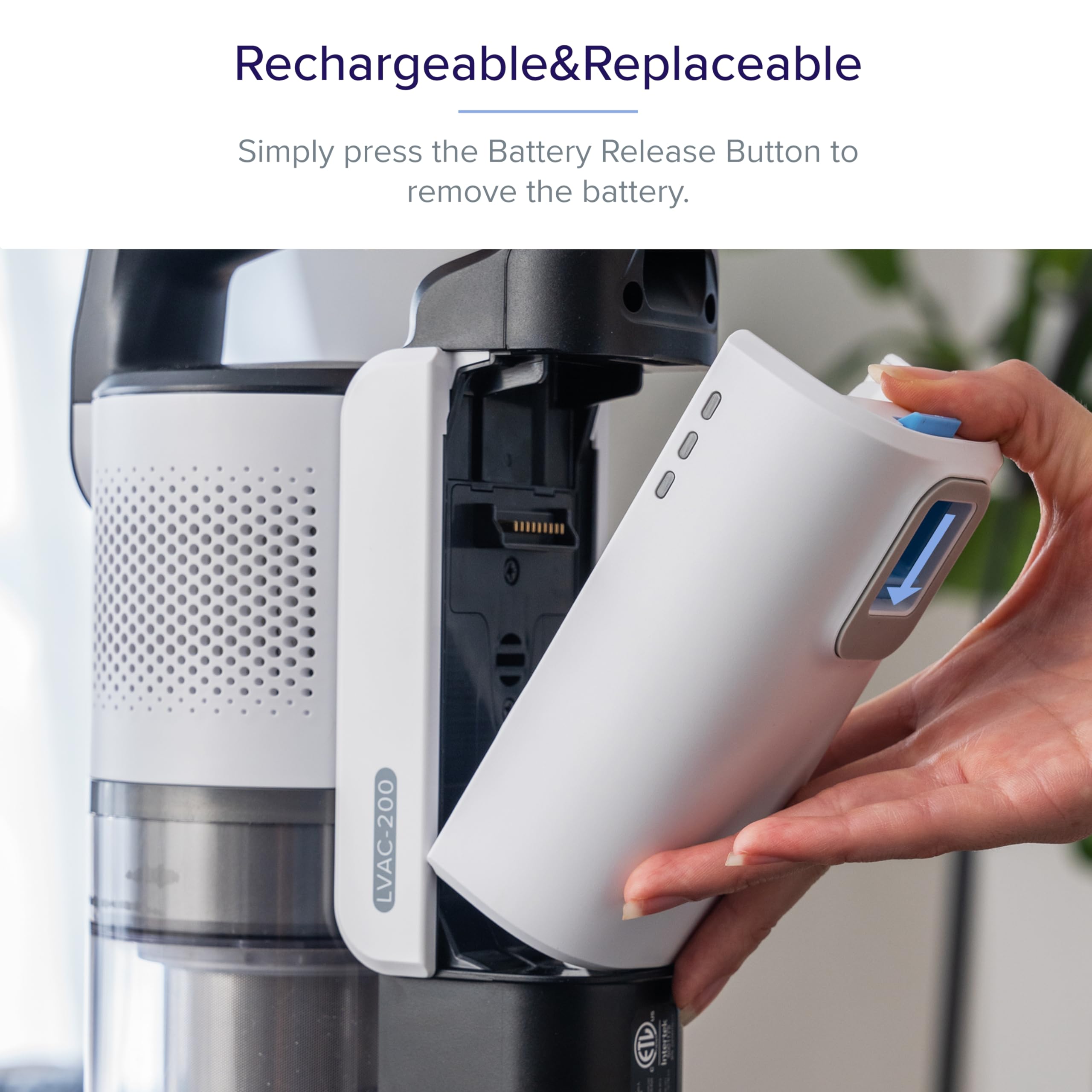 LEVOIT LVAC-200 Cordless Vacuum Cleaner Replacement Battery, 2200mAh, Up to 50 Minutes Runtime