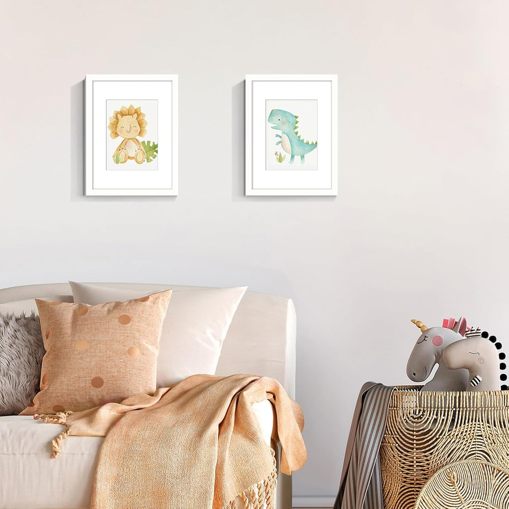 Upsimples 9x12 Picture Frame Set of 5 - Versatile Wall Gallery Frames for 6x8 or 9x12 Photos - White