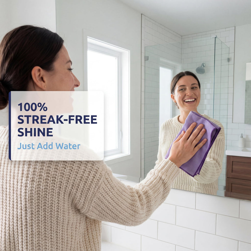 Pure Sky Window & Glass Cleaning Cloth Patented DUO-FECT Technology Streak-Free, No Chemicals, Removes Up to 99% of Bacteria with Water Only Reusable Microfiber Cleaner for Windows, Mirrors, Cars