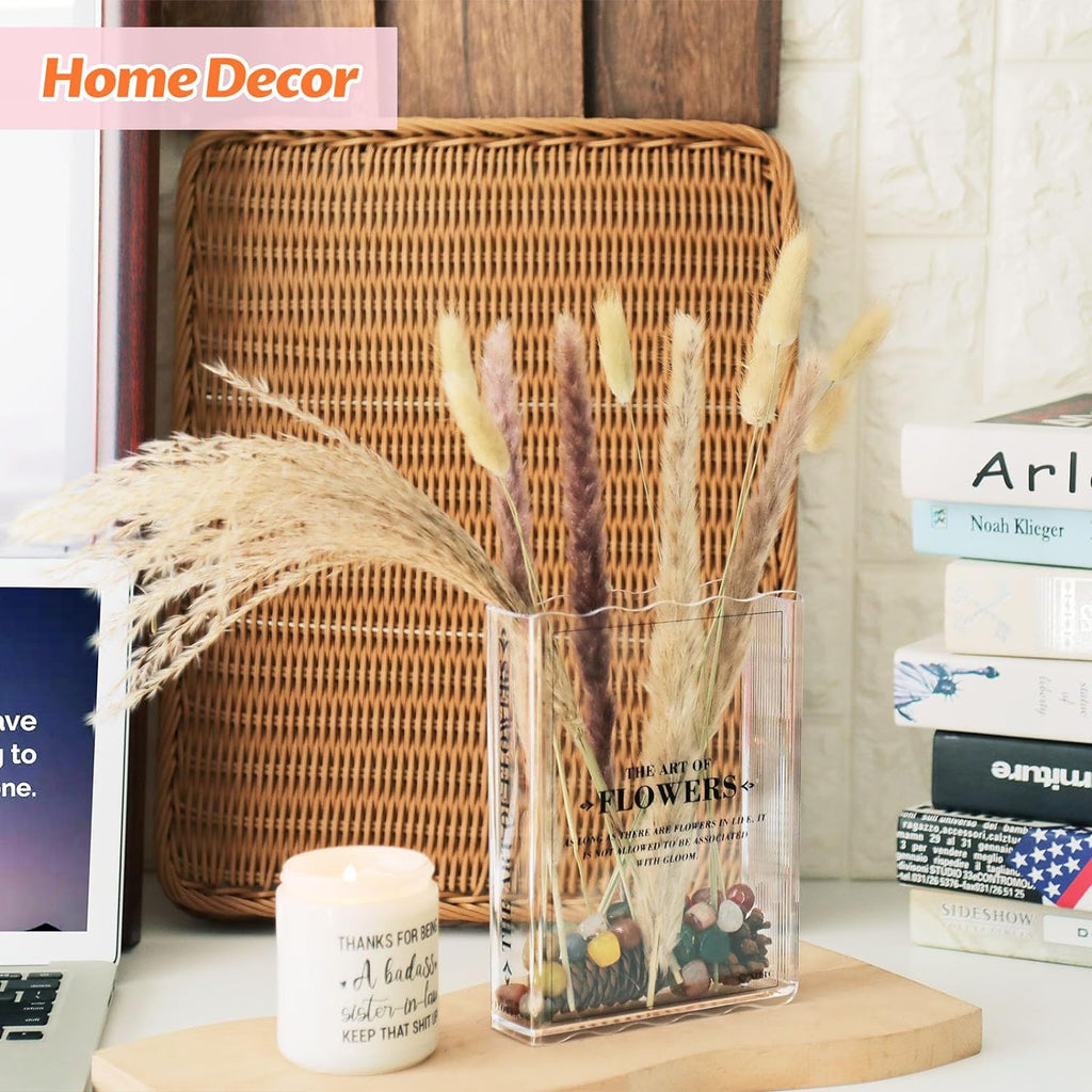 Skiennix Book-Shaped Vase | Aesthetic Flower Decor for Home & Office | Clear Design for Book Lovers