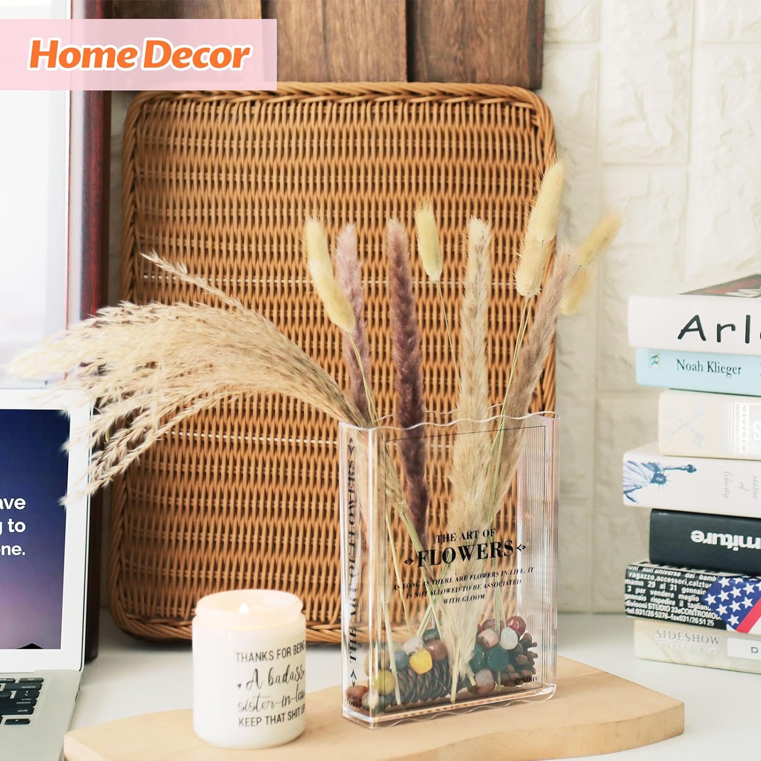 Skiennix Book-Shaped Vase | Aesthetic Flower Decor for Home & Office | Clear Design for Book Lovers