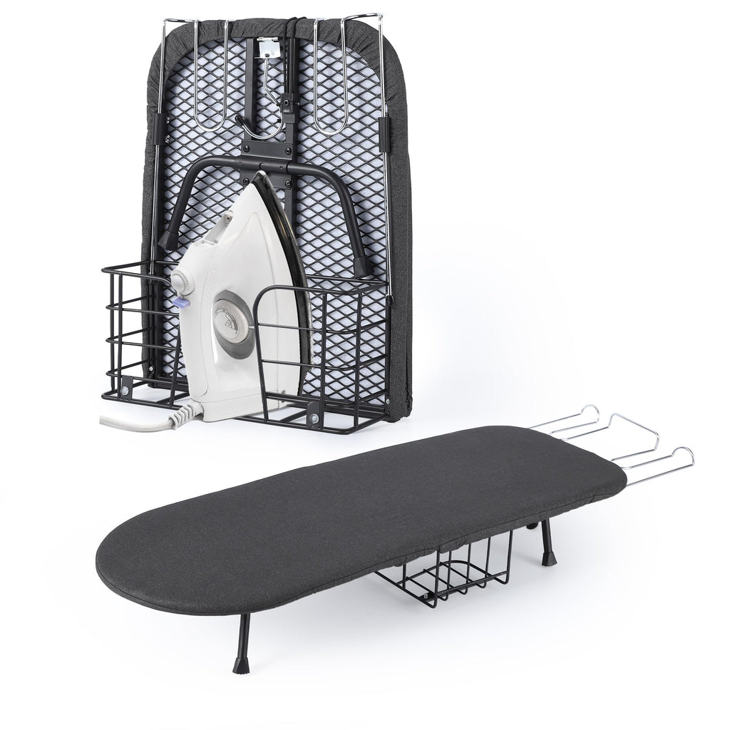 Garvee Tabletop Ironing Board, Small Portable Foldable Iron Board with Iron Rest, Storage Basket, Heat Resistant Cover & Pad, Compact for Small Spaces, Dorms, Apartments