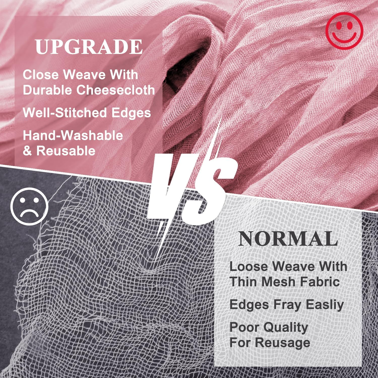 Wokceer Cheesecloth Table Runner - 10FT Pink Boho Gauze | 6-Pack Rustic Sheer Decor for Parties & Events