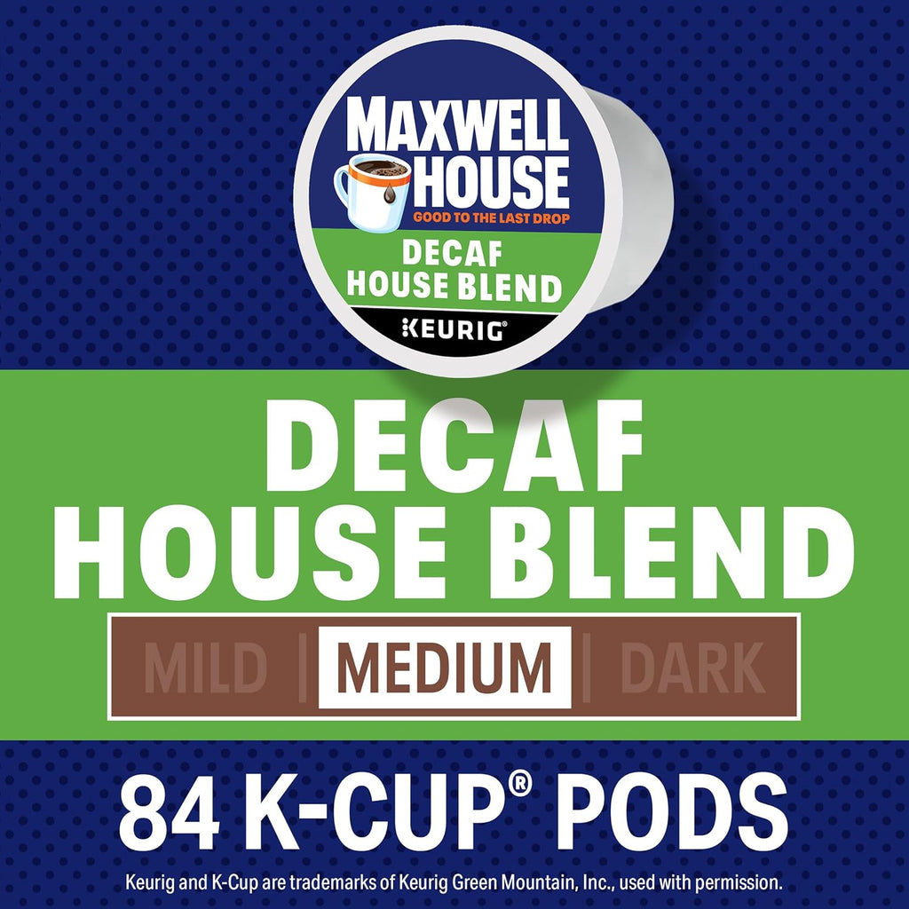 Maxwell House Decaf House Blend K-Cup Coffee Pods - Medium Roast, 84 Count Box
