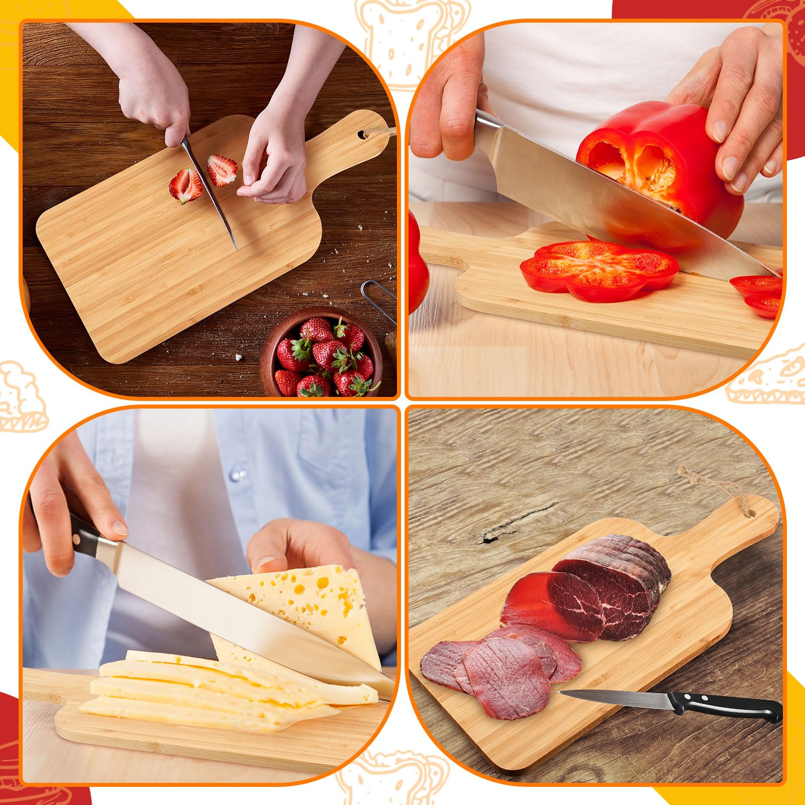 Tanlade 18 Pcs Cutting Board Bulk 15" x 7" Bamboo Chopping Board with Handle Wood Charcuterie Plank Engraving Serving Kitchen Planks for Wedding Housewarming Gift