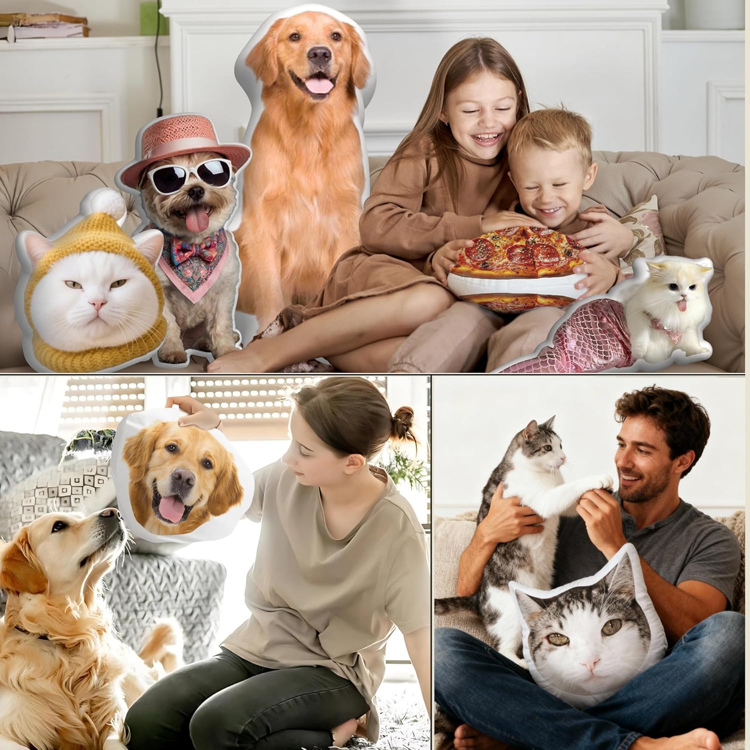 Skiennix Custom Pet Pillow - Personalized Dog & Cat Face Pillow | Unique Pet Memorial Gift for Pet Lovers