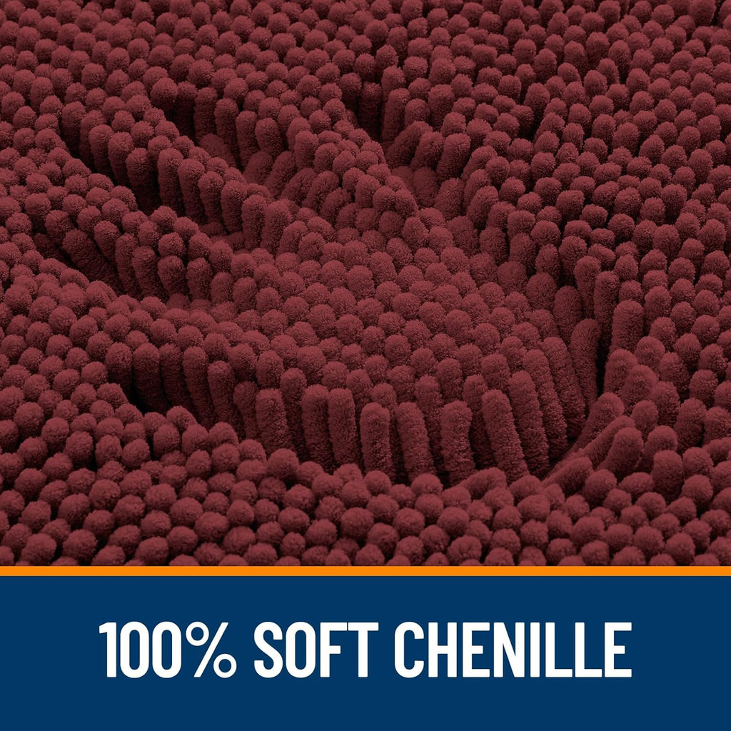 OLANLY Bathroom Runner Rugs - Soft Absorbent Chenille Bath Mats | Quick-Dry Rubber Backing, 70x24, Andorra Red-Brown