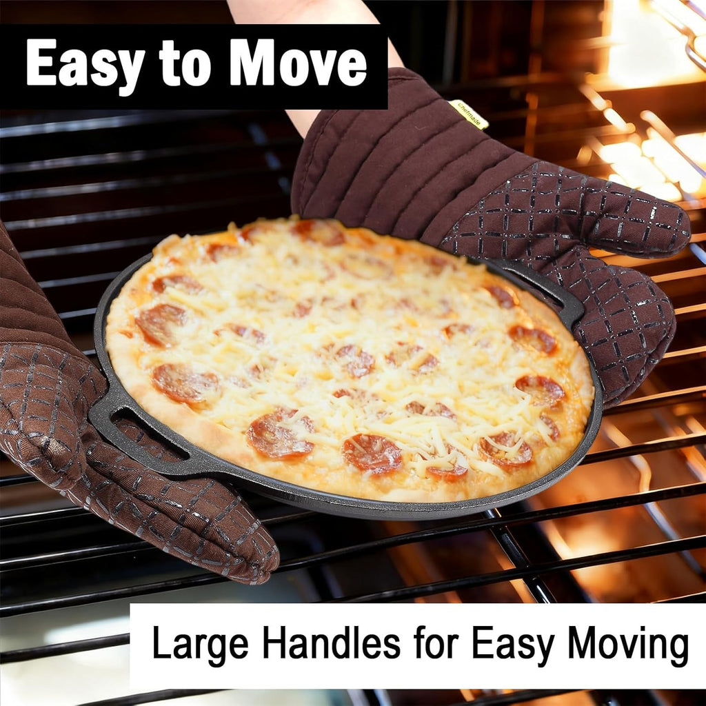 Skiennix 13.8 Inch Cast Iron Pizza Pan - Heavy-Duty Round Comal for Even Heating | Oven, Grill & Campfire Use