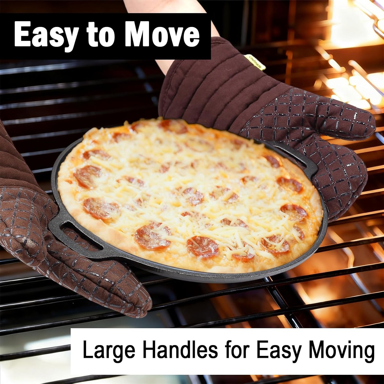 Skiennix 13.8 Inch Cast Iron Pizza Pan - Heavy-Duty Round Comal for Even Heating | Oven, Grill & Campfire Use
