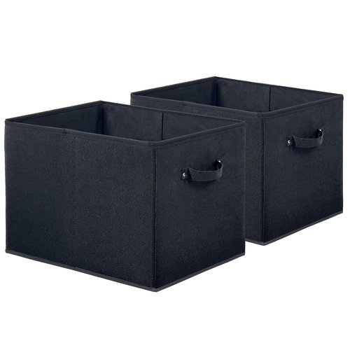 Simple Houseware 15 x 13 Inch Collapsible Fabric Storage Bin with Handles, 2 Pack, Black
