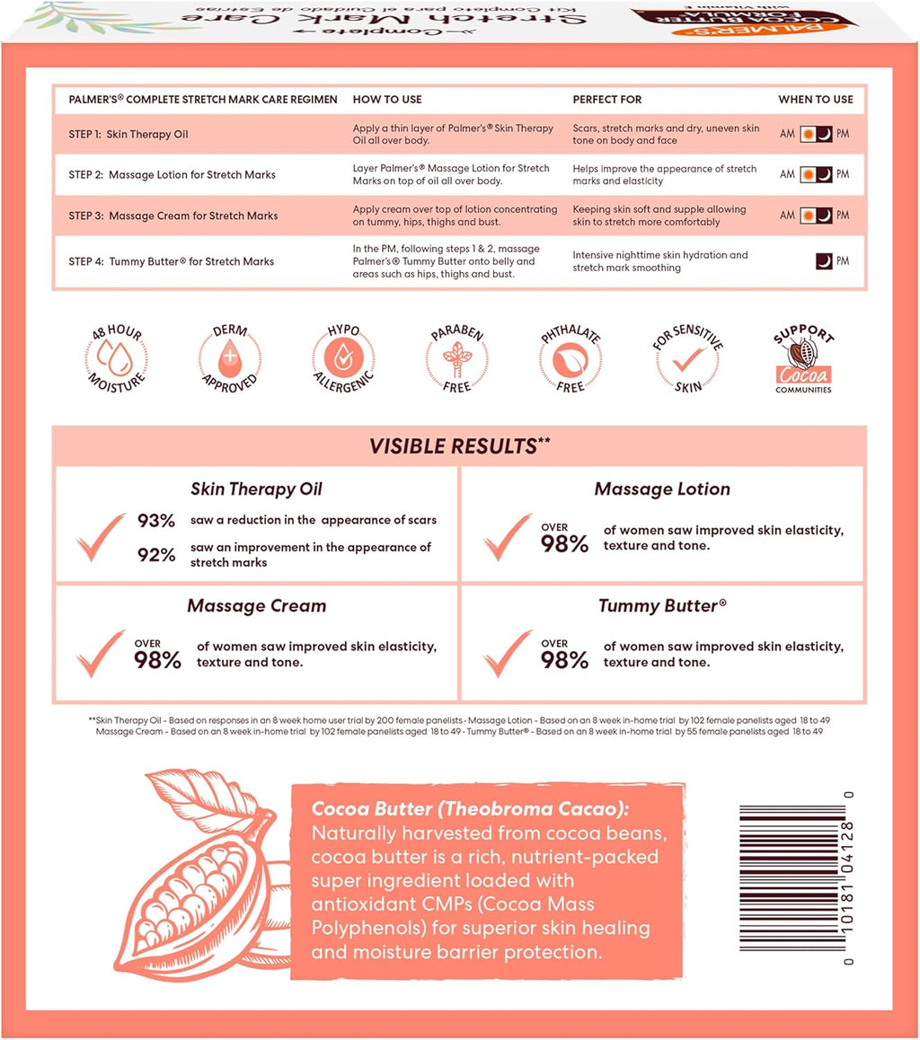 Palmer's Cocoa Butter Formula Pregnancy Skin Care Kit - Stretch Mark & Scar Treatment | 4-Piece Full Size Set