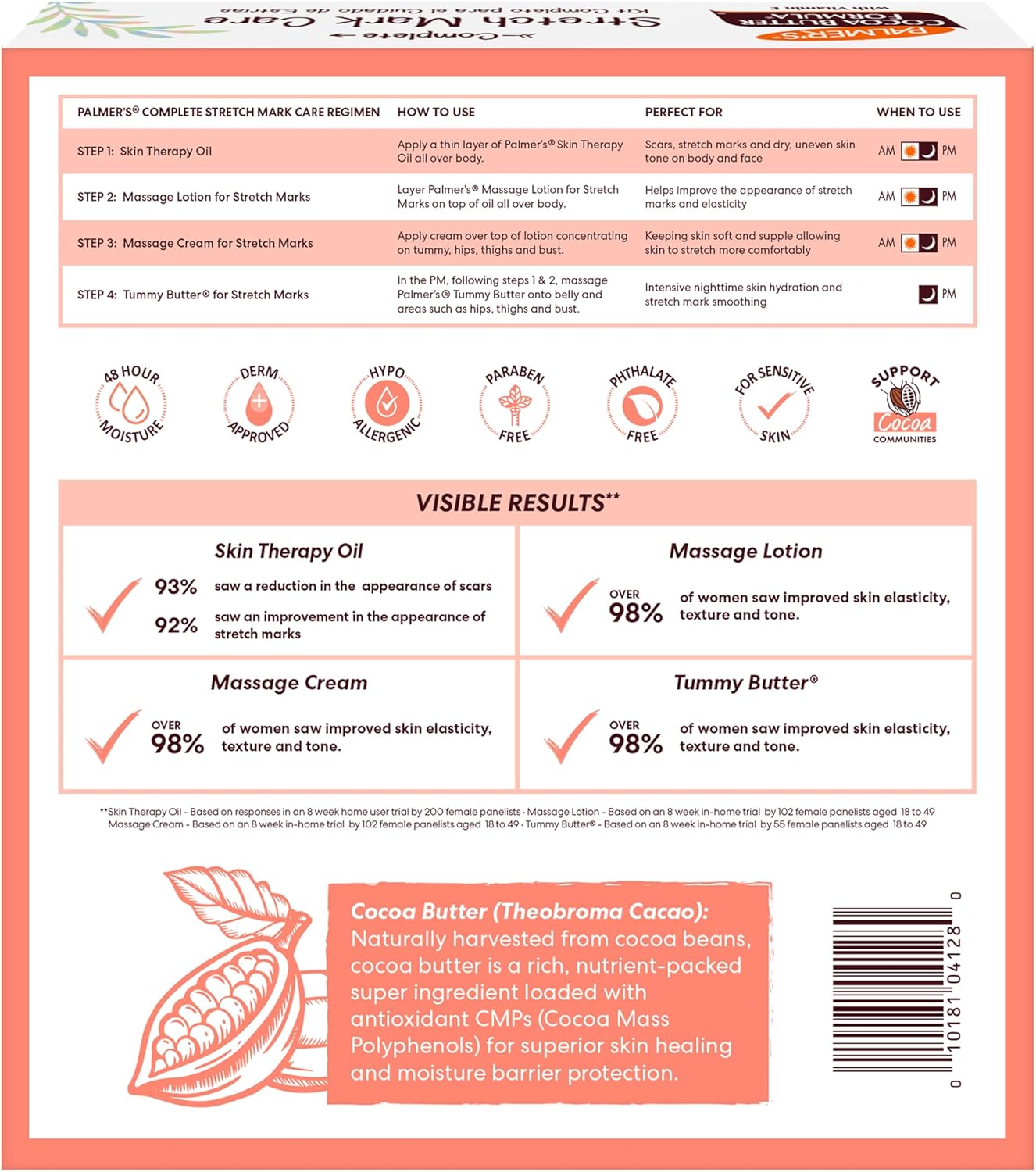 Palmer's Cocoa Butter Formula Pregnancy Skin Care Kit - Stretch Mark & Scar Treatment | 4-Piece Full Size Set