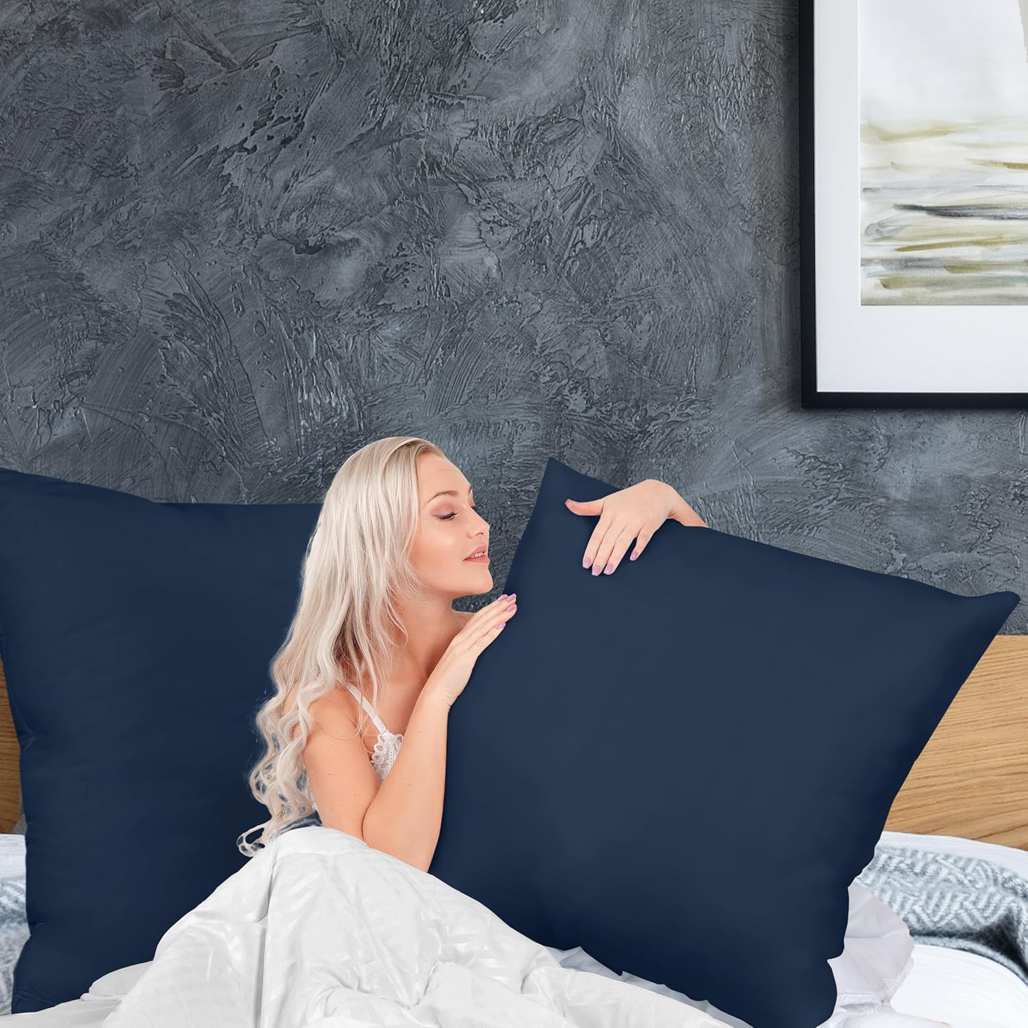 Utopia Bedding 26x26 Pillow Inserts - Set of 2 Navy Decorative Throw Pillows for Sofa & Couch - Soft & Supportive Cushions