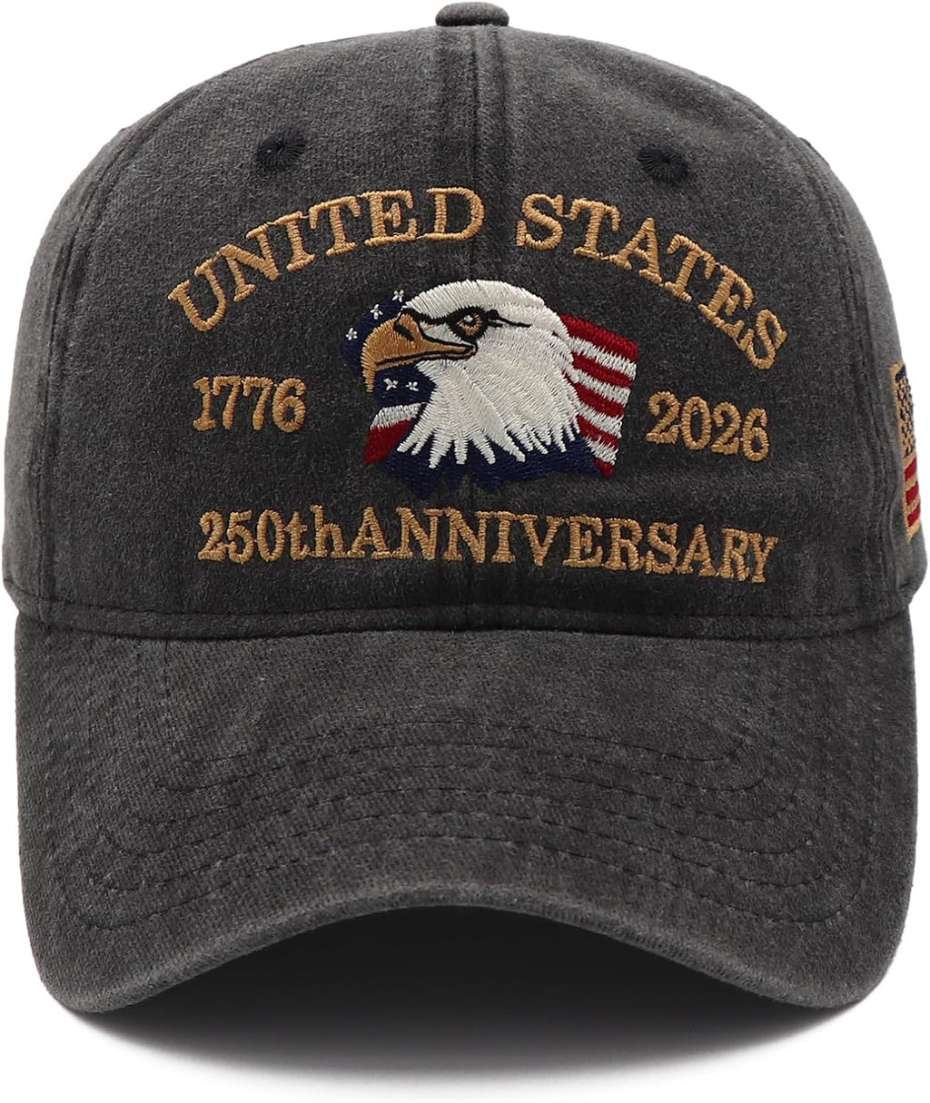 USA 250th Anniversary Hat - Patriotic Baseball Cap with Embroidered Eagles | Unisex Design