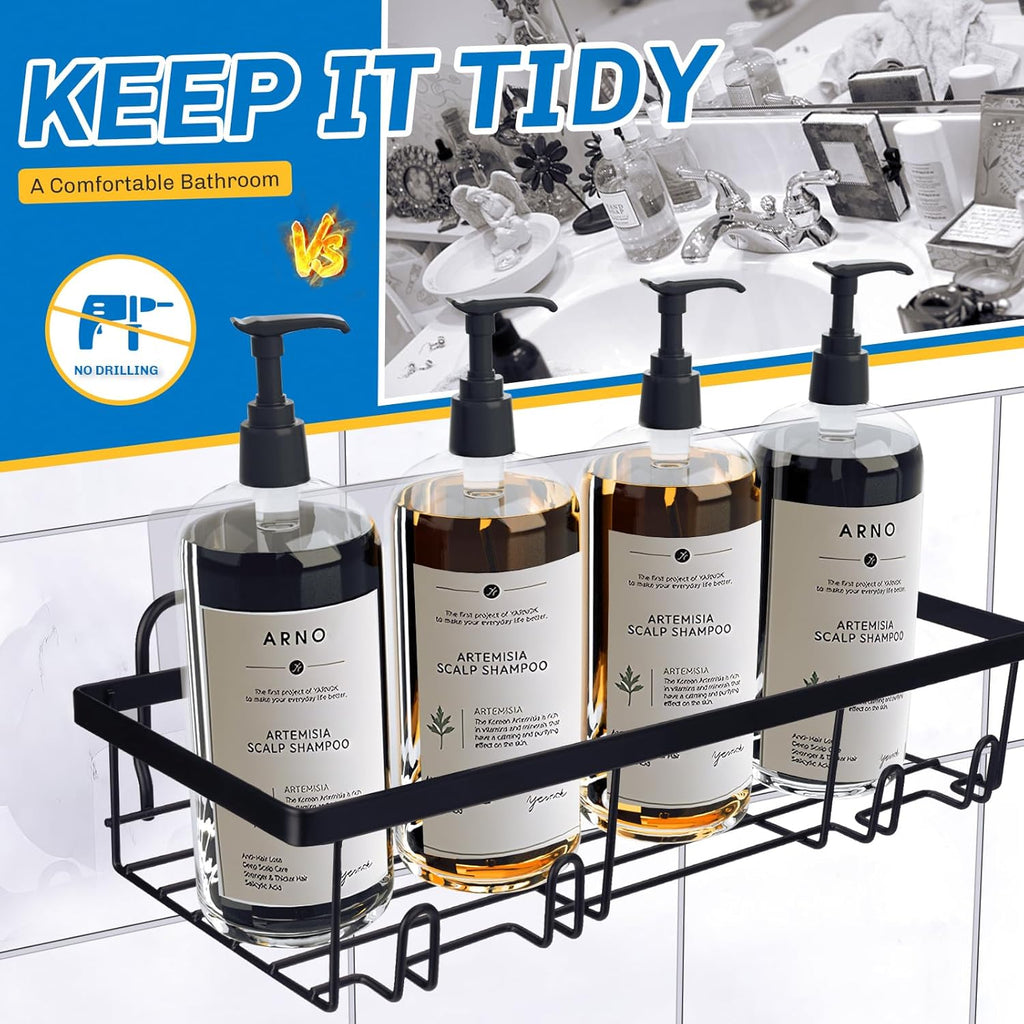 Skiennix Shower Caddy - 5 Pack Adhesive Organizer for Bathroom & Kitchen | No Drilling, Rustproof Design