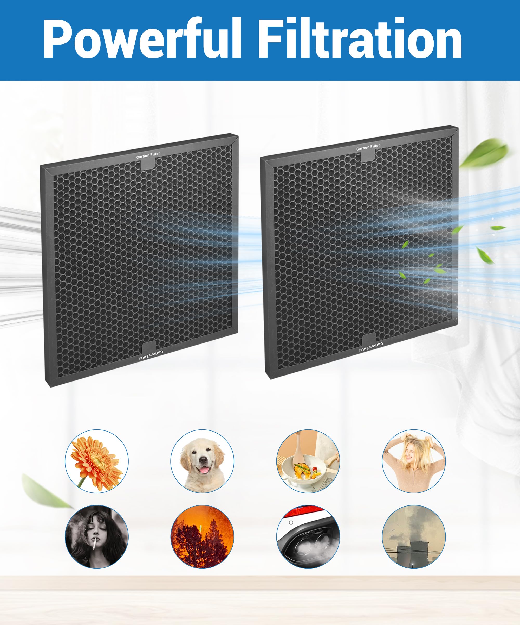 4 Pack-Facecool Air Scrubber Active Carbon Filter Compatible with Dri-Eaz, Mounto, BlueDri, and VEVOR Air Purifier, Part HEPA500 & BD-AS-550 & F301H, 16'' x 16'' x 1''