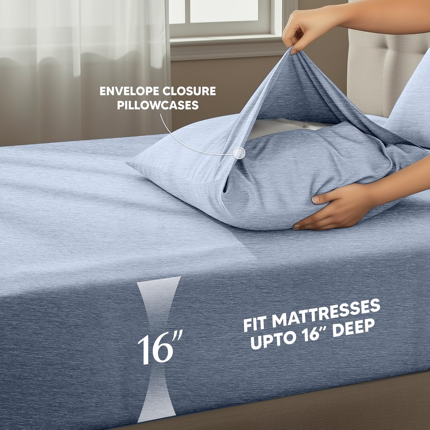 Utopia Bedding Queen Size Sheet Set - Soft, Breathable Microfiber - 4-Piece in Heather Navy