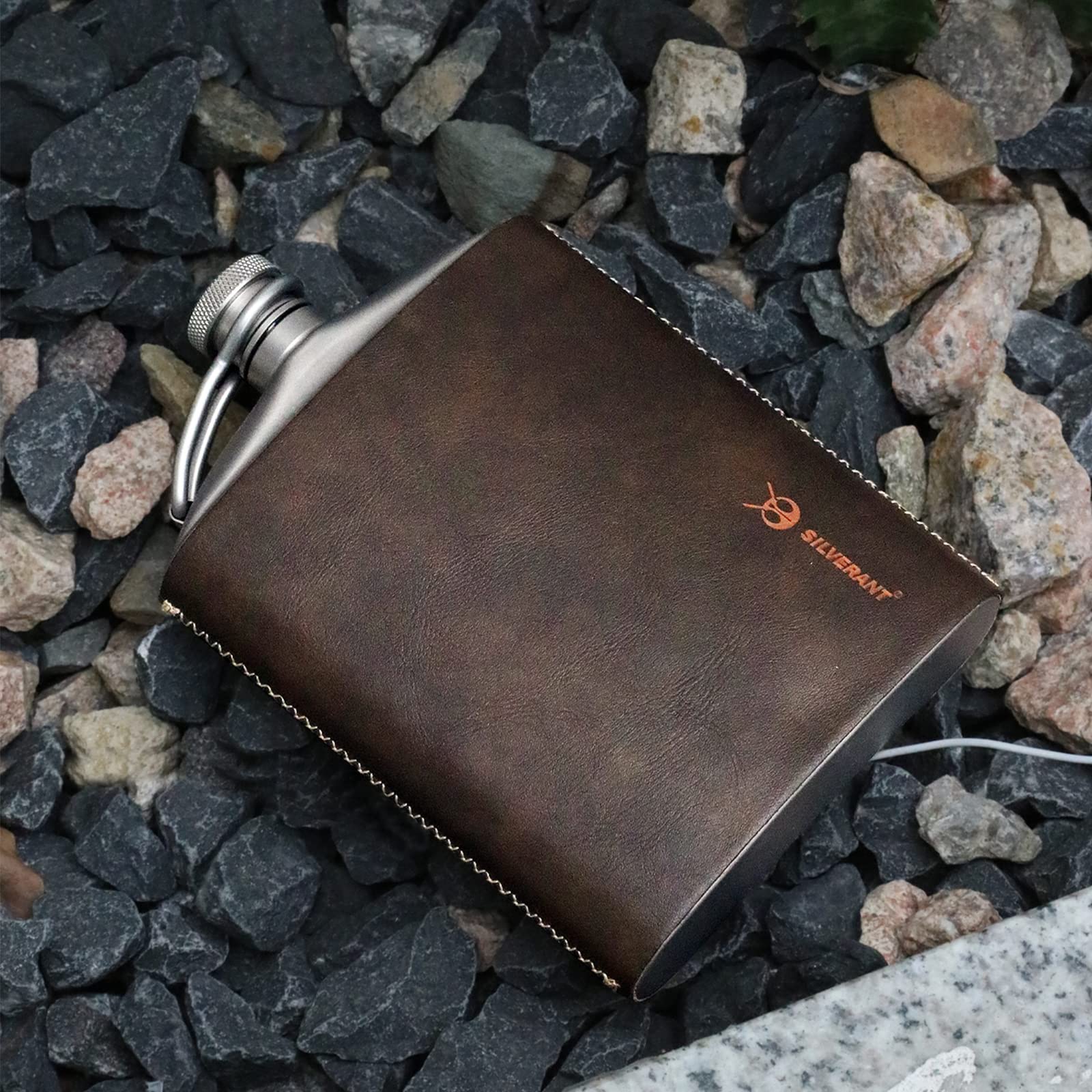 SILVERANT Titanium Ultralight 7.44oz/220ml Hip Flask Canteen, Lightweight Compact Outdoor Flask, Limited Edition With Leather Case & Funnel