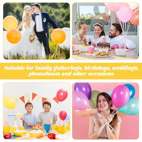 IANFAN 30 Pcs Balloon Sticks, Plastic Balloon Sticks with Bases Balloon Holder Sticks Weights for Tying Balloon Birthday Parties, Graduation, Holiday, Wedding, Anniversary Decoration