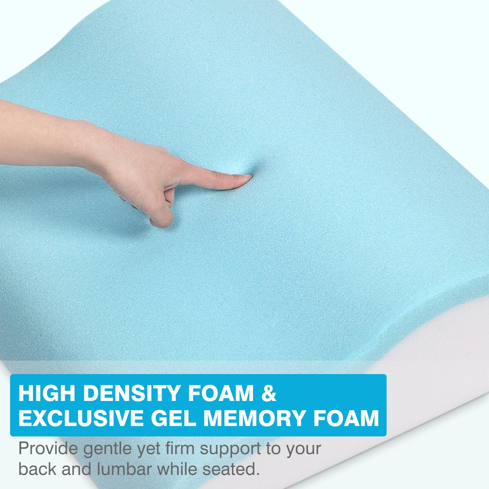 TANYOO Back Support Pillow for Recliner Dual Layer Lumbar Support Pillow with Gel Memory Foam Ergonomic Orthopedic Lumbar Cushions for Elderly Lower Back Pain Relief Washable Cover Khaki