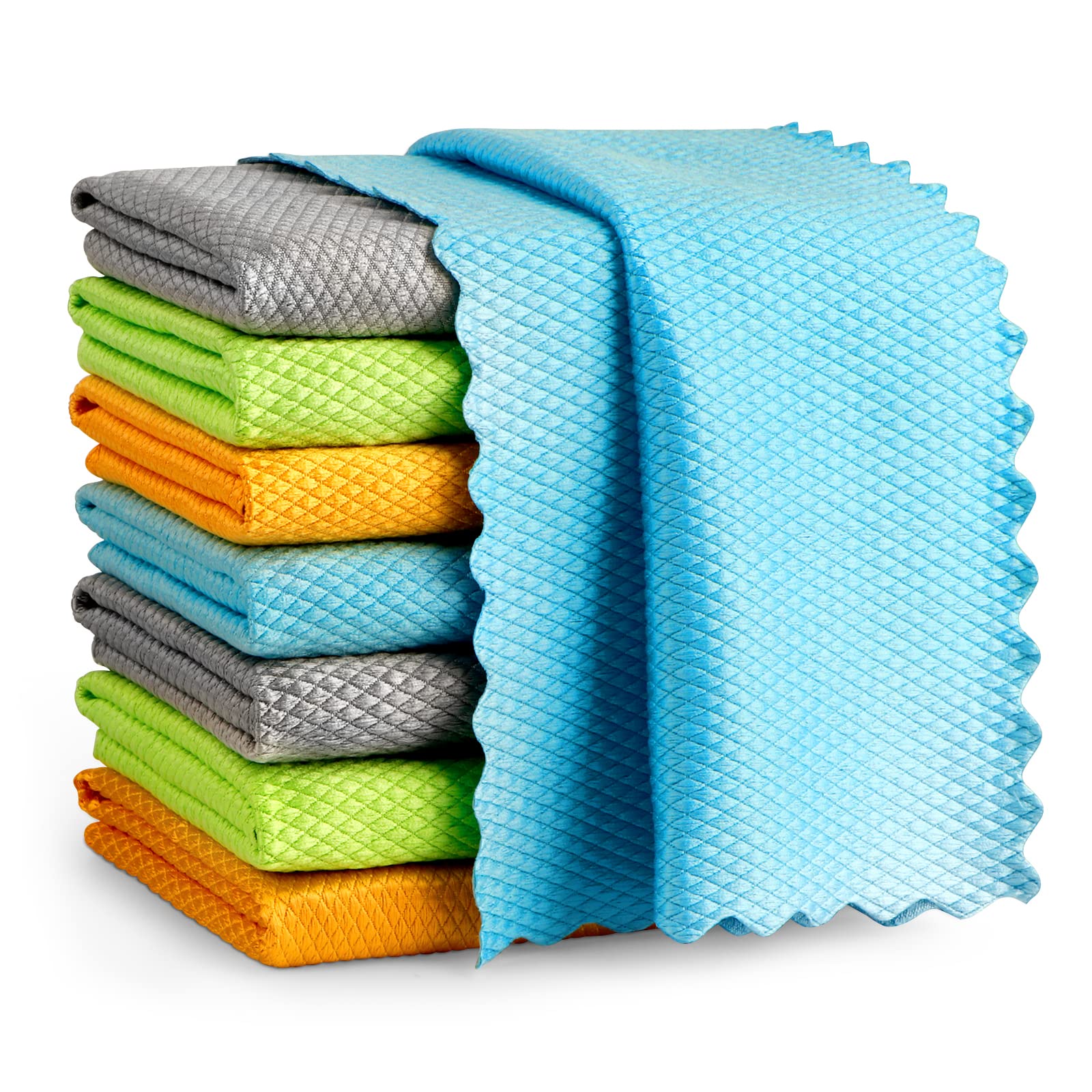 AIDEA Microfiber Glass Cleaning Cloth, 8PK, Premium Microfiber Glass and Window Cleaner, Lint Free Magic Cleaning Cloths for Glass, Windows, Windshields, Mirrors, Stainless Steel, 12"x12"