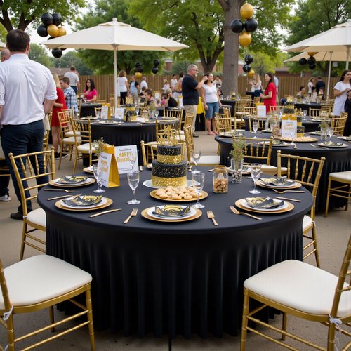 6 Pack Black Round Spandex Tablecloths for 60 inch Tables, Wrinkle Free Stretchy 120 inch Fitted Round Table Cloths Cover with Elegant Skirt for Wedding Birthday Parties Banquet