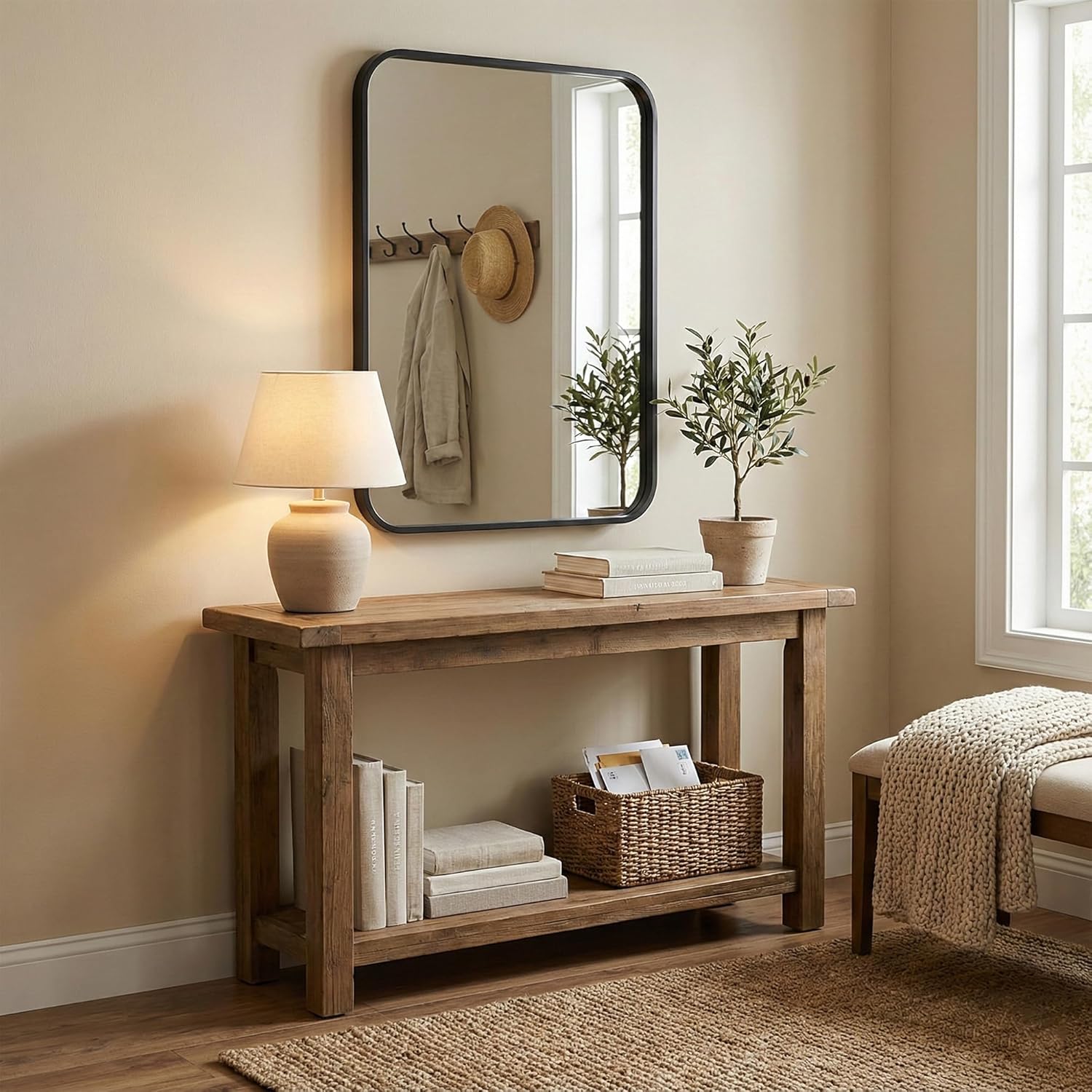 Regine Switzerland Matte Black Bathroom Vanity Mirrors - 24x36 Inch Flush Mount Deep Set Design | HD Shatterproof Glass