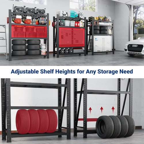 FLEXIMOUNTS Heavy-Duty Garage Shelving Unit - 4-Tier Adjustable Storage, 10000LBS Capacity, 71"H x 49.6"W x 23.6"D