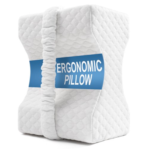 Knee Pillow for Side Sleepers, Leg Pillow for Sciatica, Back, HIPS, Knees, Joints Pain Relief,Pillows for Between Legs While Sleeping Spine Alignment Support & Relieves Pressure,Basic Strap,White