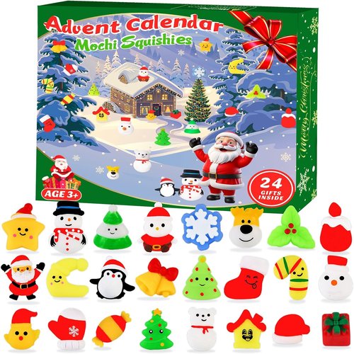 Christmas Advent Calendar 2025 - 24 Cute Mochi Squishies for Kids | Perfect Stocking Stuffer Gifts