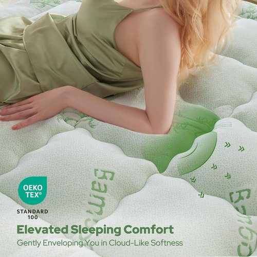 BEDLORE Full Size Mattress Topper - Thick Bamboo Viscose Pillow Top for 6"-15" Mattresses | Breathable Comfort & Back Pain Relief