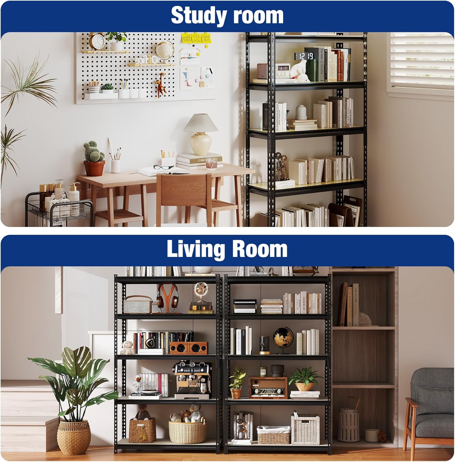 WORKPRO 5-Tier Storage Shelf - Heavy Duty Adjustable Garage Shelving Unit | 72" H, 2180LBS Capacity, Black