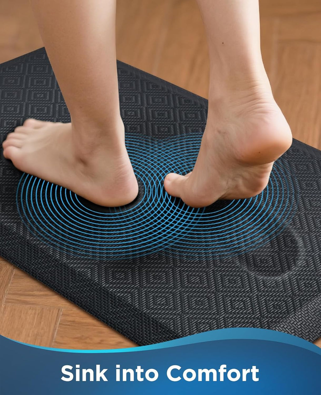 Ophanie Anti-Fatigue Kitchen Mats - 3/4 Inch Thick Cushioned Comfort Mat | Waterproof, Non-Slip, 20x32, Black
