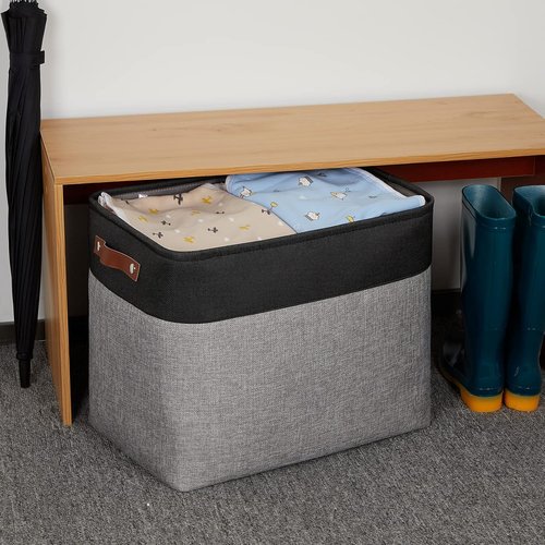 DULLEMELO Extra Large Storage Baskets - Fabric Organizing Bins for Toys & Books | Black & Grey, 2-Pack