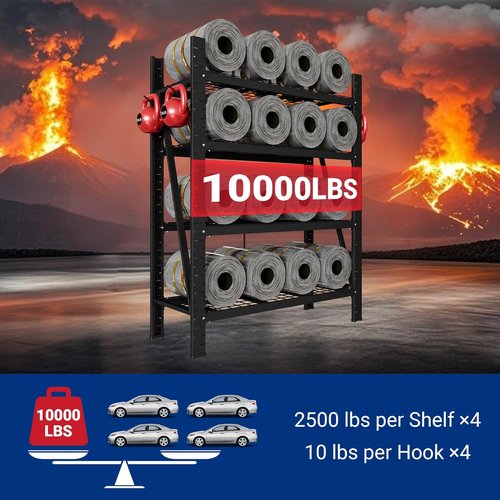 FLEXIMOUNTS Heavy-Duty Garage Shelving Unit - 4-Tier Adjustable Storage, 10000LBS Capacity, 71"H x 49.6"W x 23.6"D