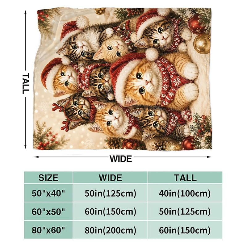 Christmas Cat Blanket 50x40 Cute Cats Throw - Kids Gift, Estused Variation: Cute Cat+50x40