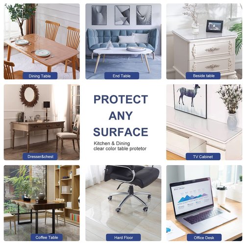 42x112" Clear PVC Desk Protector Cover Transparent Table Cover Protector Crystal Plastic Conference Table Mat Waterproof Table Pad for Kitchen Countertop Dining Table Work Table Buffet Table Non-slip