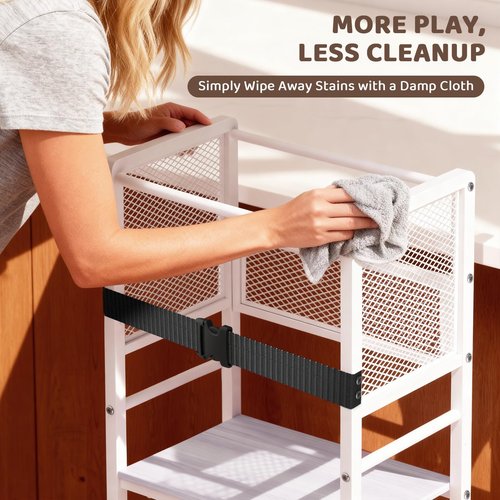 Toddler Kitchen Step Stool Adjustable Height Learning Standing Tower with Safety Feet, Steel Wood Kitchen Stool Helper for Kids, 1-3 Year Old Boy Girl Gifts
