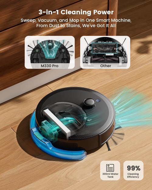 Lefant M330 Pro LiDAR Robot Vacuum & Mop - 190° Obstacle Avoidance, 150 Min Runtime, Multi-Floor Mapping