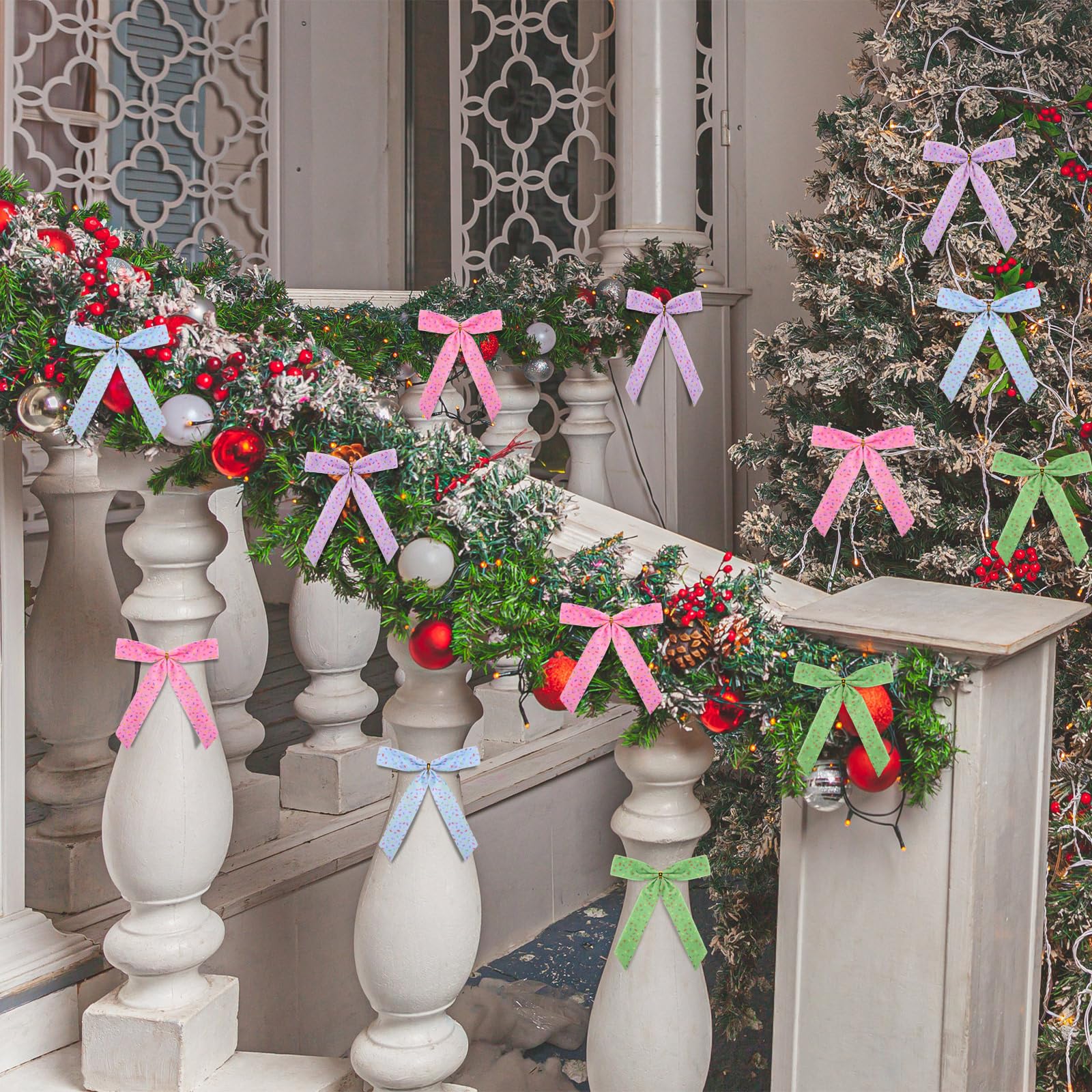 Hillsuren 24 Pcs Camouflage Christmas Bows for Christmas Tree 6 Inch Army Ribbon Bows for Wreath Xmas Gift Wrapping Garland Retirement Military Theme Party Decoration (Camouflage)