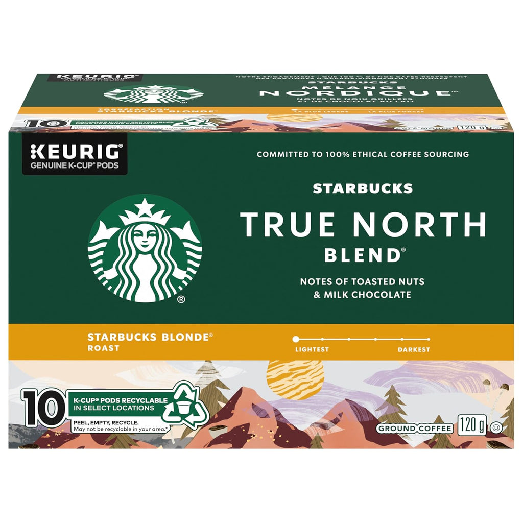 True North Blend Blonde Roast Coffee K-Cup Pods - 10 Count | 120g/4 oz Box - Premium Flavor