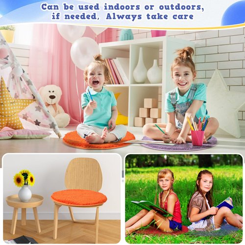 Funtery 6 Pieces Colorful Carpet Circle Seats 18 Inches Round Kids Classroom Floor Mat Soft Classroom Rugs Educational Cushions for Kids School Learning Area, Home Bedroom Play Areas Rugs