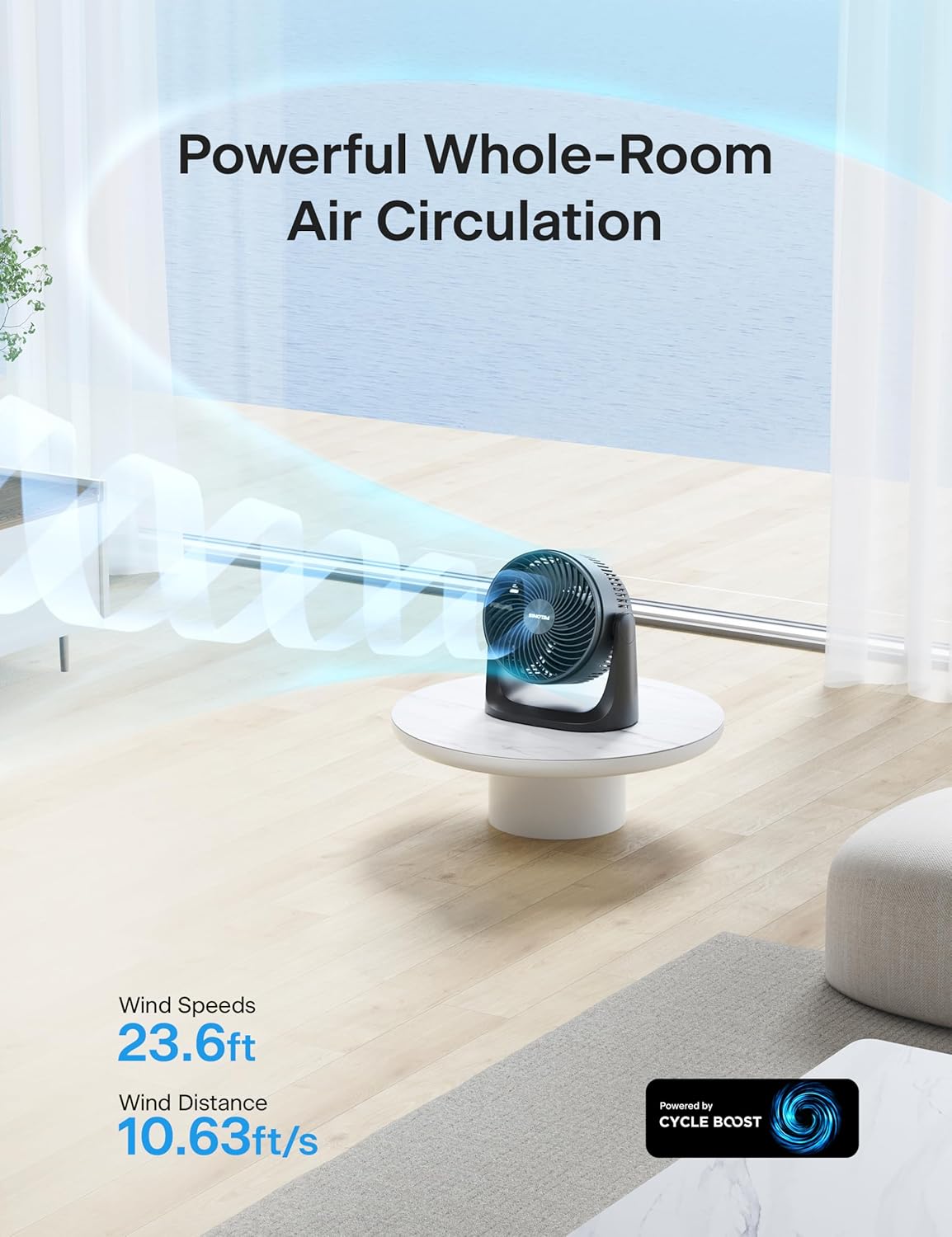 Pelonis 7-Inch Table Fan - 3 Speed Small Room Air Circulator with 100° Adjustable Head Tilt | Black